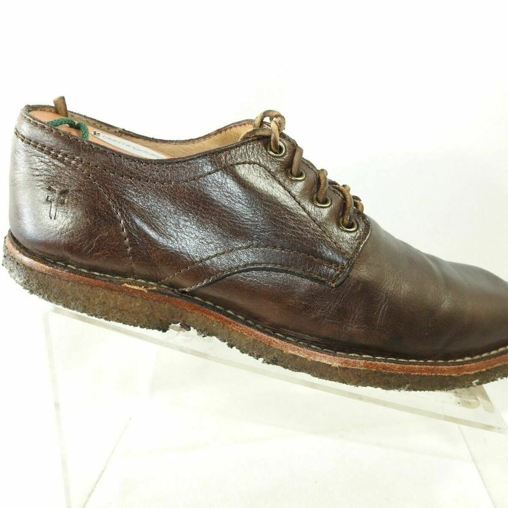 Frye Size 9 D Brown Leather Oxfords Mens R4B11